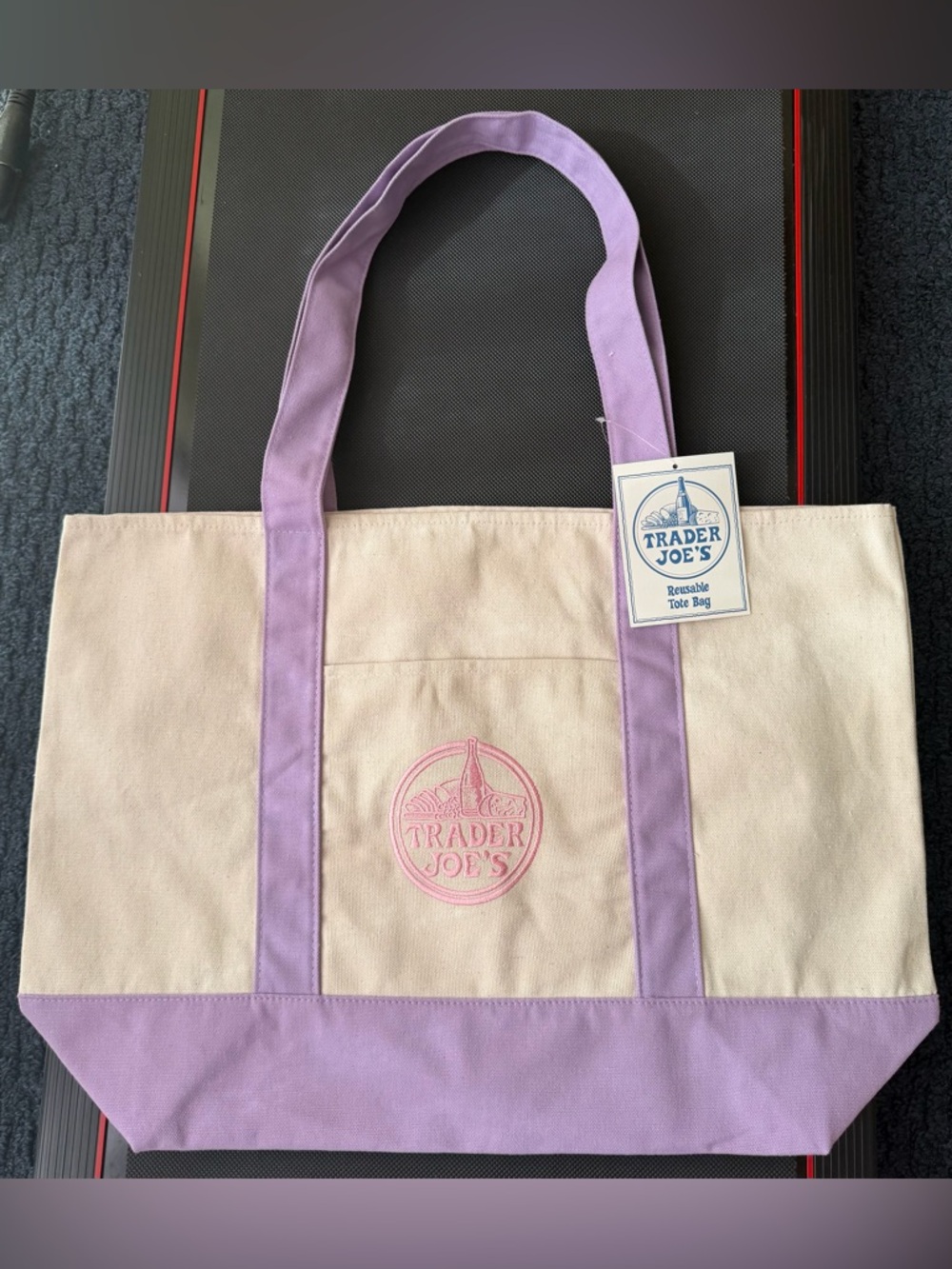 Brand New Trader Joe's Large Lavender-Canvas Tote Bag